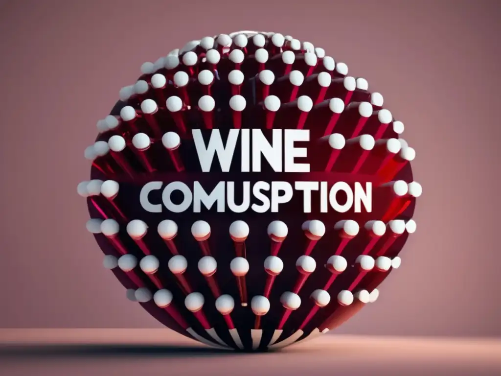 Impacto inflación en consumo global de vino - Globe de botellas de vino conectadas, representando tendencias globales y precios fluctuantes