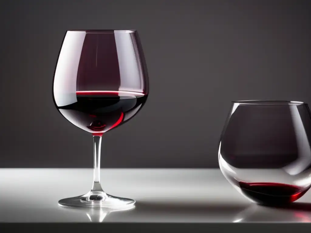 Importancia del control de pH en la vinificación: copa de vino tinto elegante y sofisticada