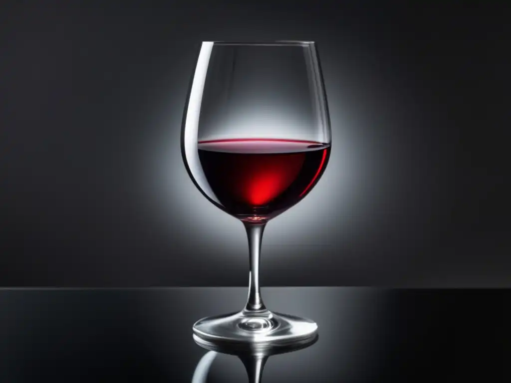 Importancia certificación sommelier: imagen elegante de una copa de vino tinto sobre superficie negra minimalista