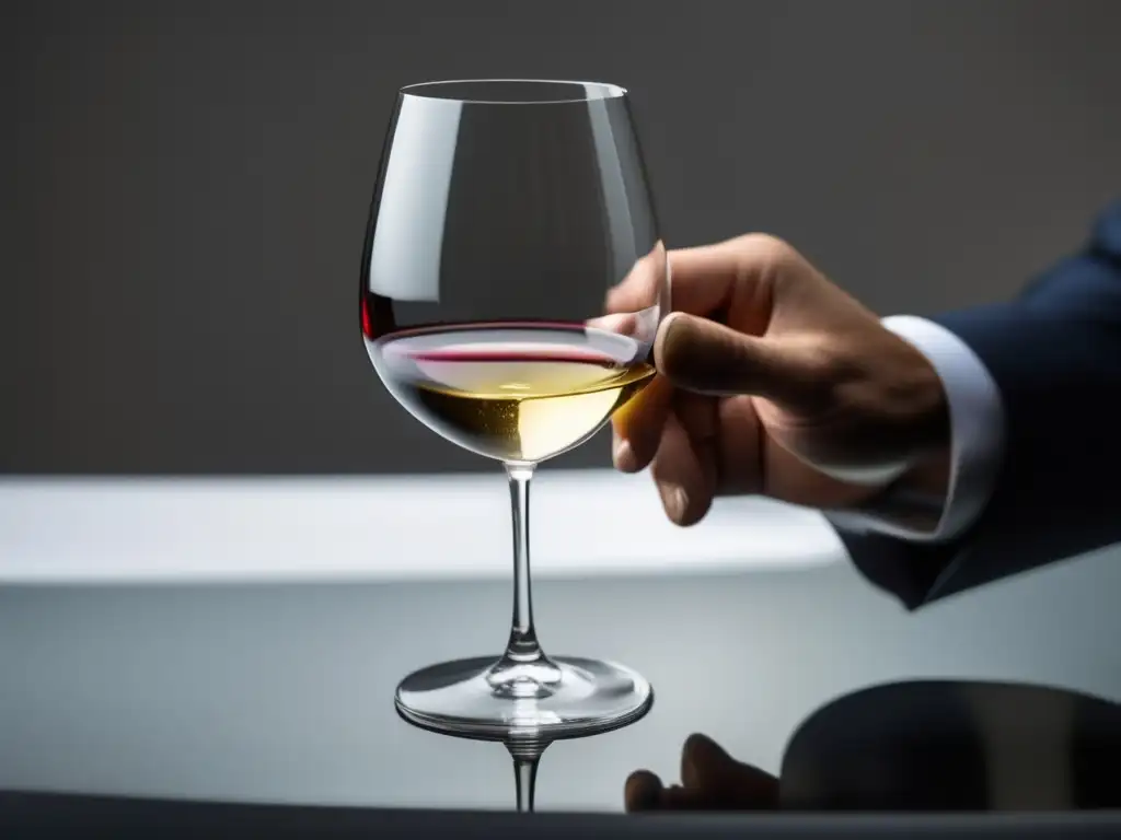 Importancia del sommelier enología: imagen de sommelier sosteniendo copa de vino, elegancia y precisión en su mano