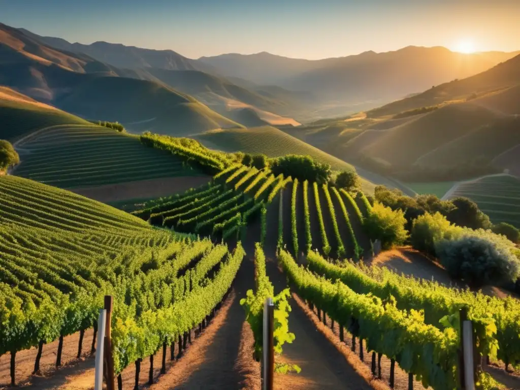 Una impresionante imagen en 8k de un viñedo en terrenos extremos