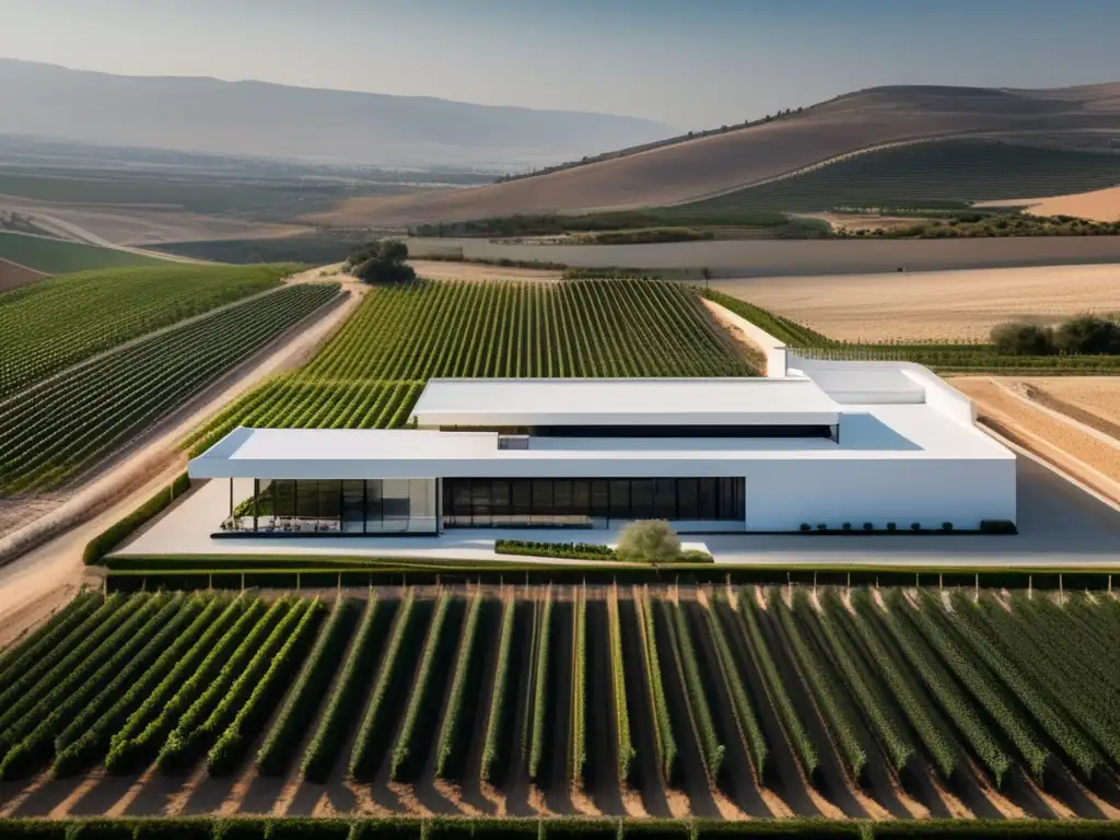 Innovación en la industria vinícola de Israel: moderna bodega en el desierto, viñedos verdes y arquitectura minimalista