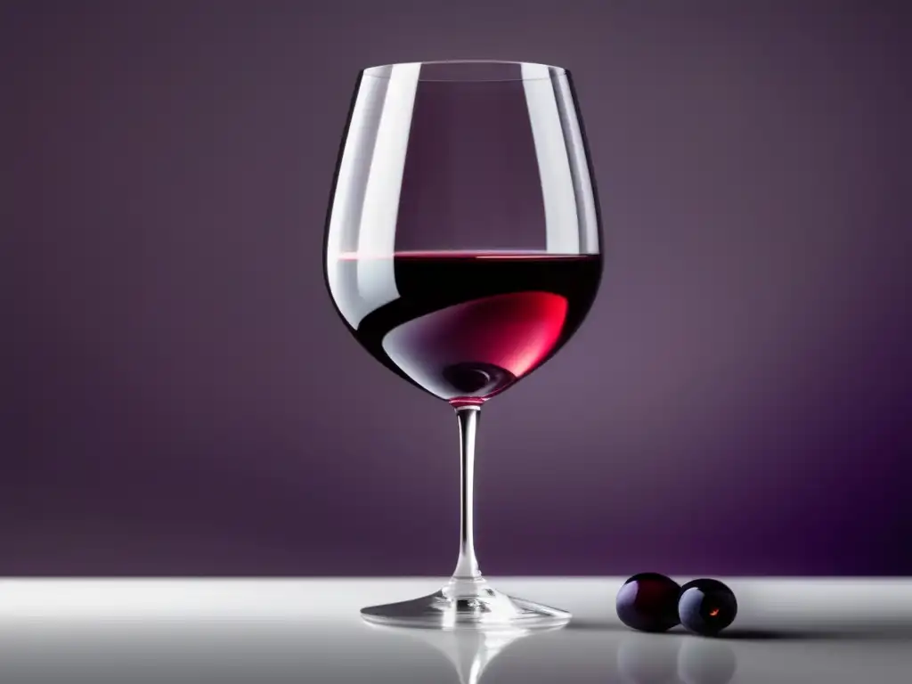 Influencia de catadores en tendencias vinícolas: copa minimalista con vino rojo vibrante