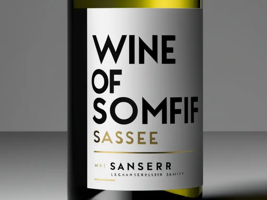 Influencia diseño gráfico en vinos: etiqueta minimalista elegante y sofisticada con tipografía moderna y esquema de color sobrio