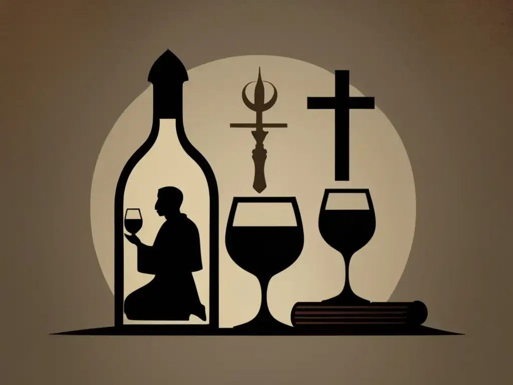 Influencia monástica en la historia del vino: imagen minimalista que simboliza la conexión sagrada entre viñedos y religión