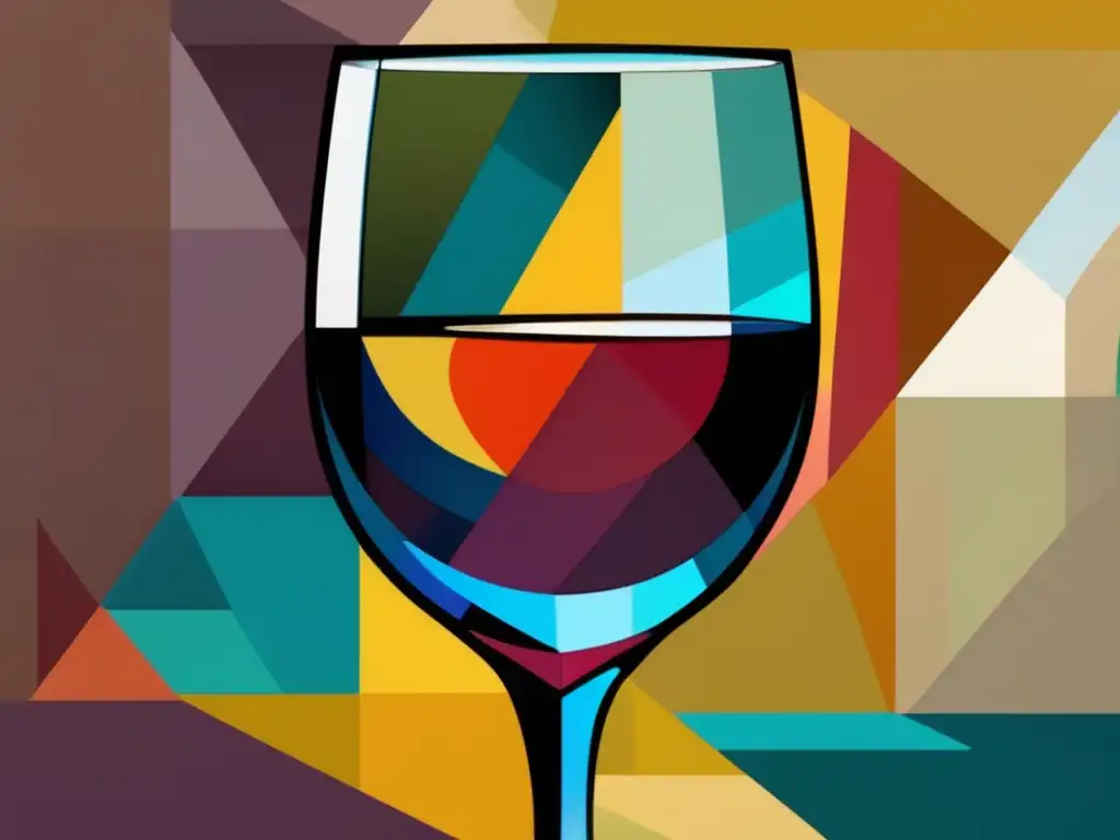 Influencia del vino en cubismo: Vino y arte cubista fusionados en una imagen minimalista y cautivadora