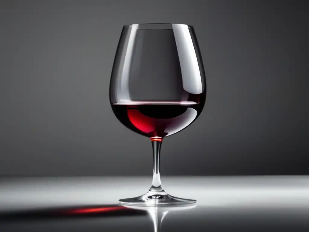 Influencia del vino en fertilidad: copa de vino rojo en superficie blanca