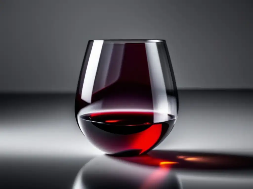 Influencia del vino en salud mental: copa de vino rojo sobre superficie blanca, elegante y tranquilo