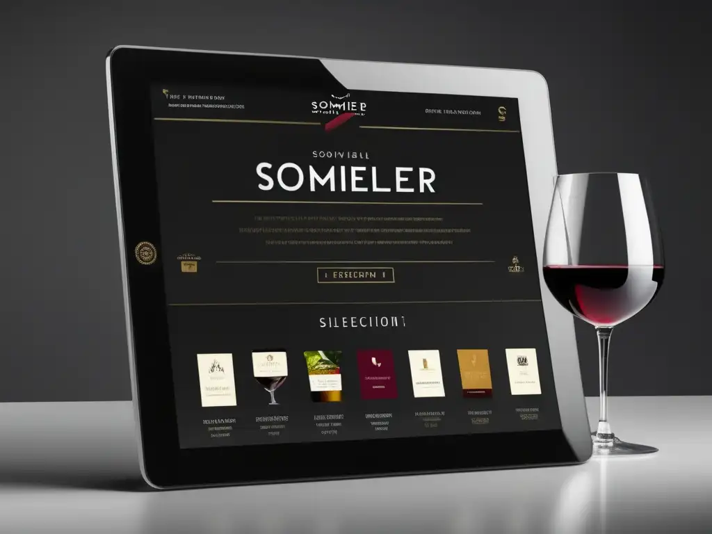 Interfaz digital minimalista de sommelier IA para amantes del vino