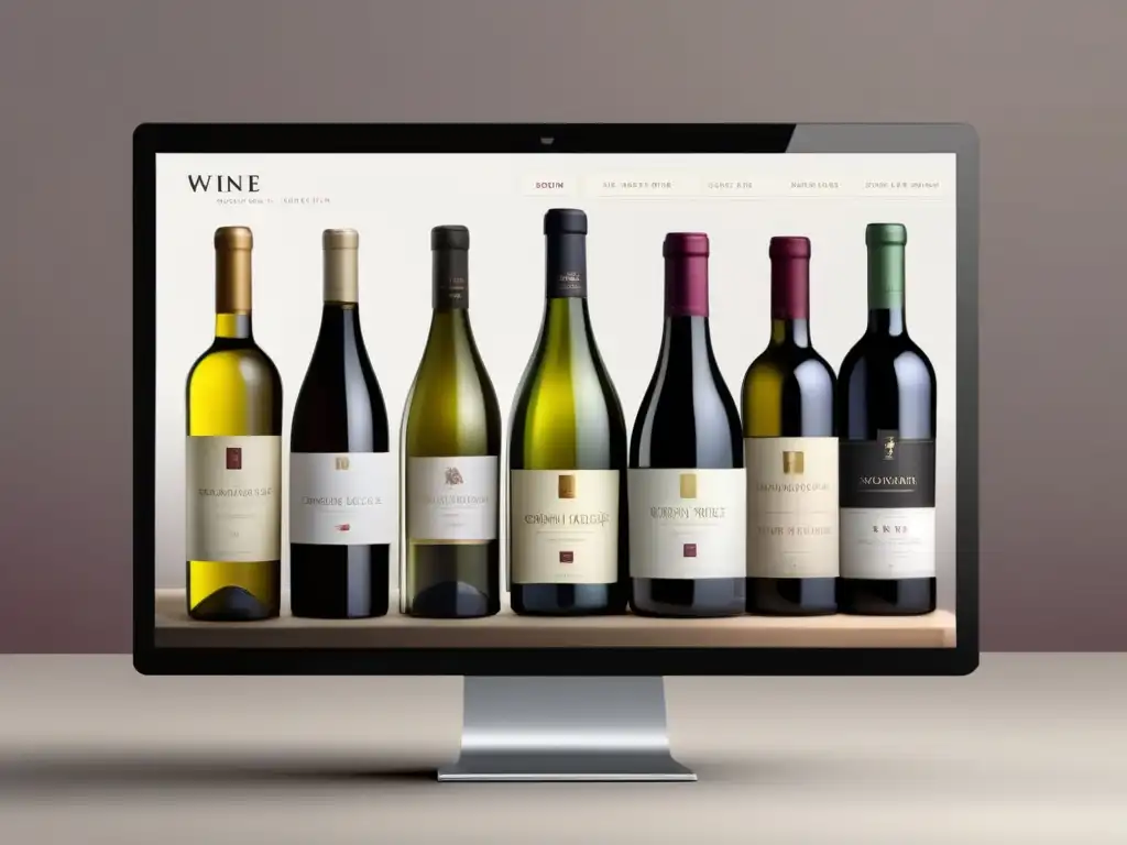 Interfaz moderna de tienda online de vinos con diseño minimalista y elegante