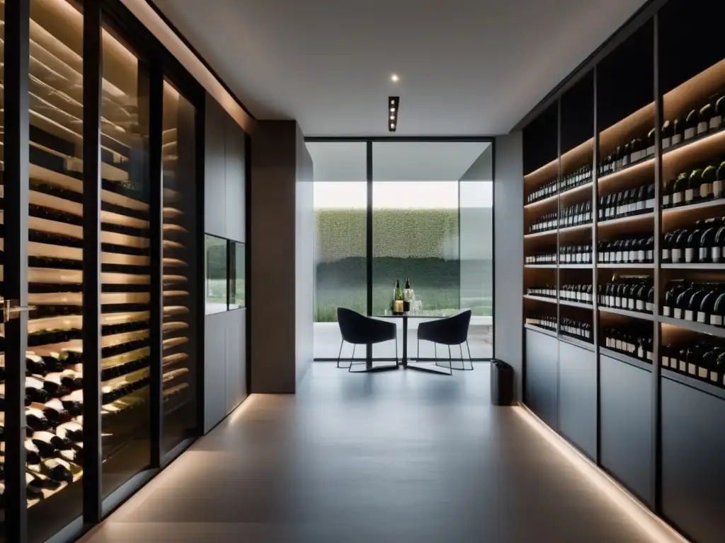 Interior de bodega de vinos minimalista y artística