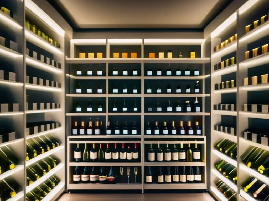 Gestión de inventarios online vinos en una elegante y minimalista bodega de vinos blancos