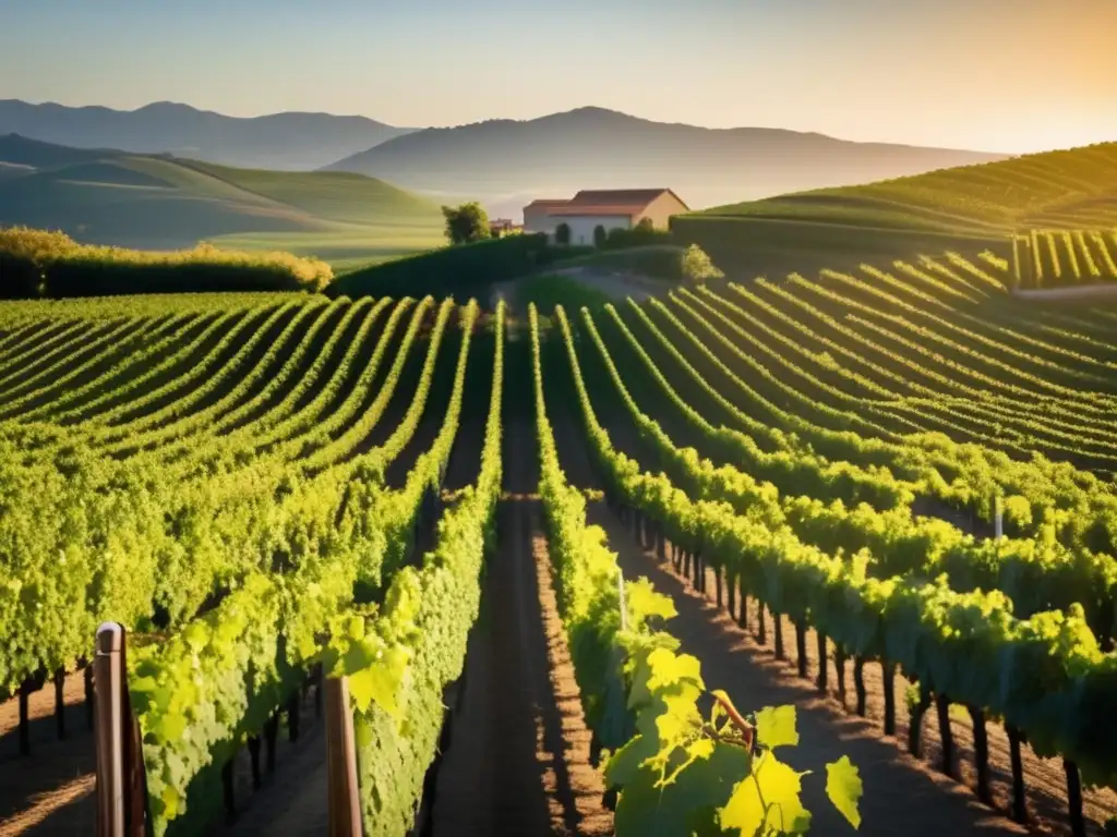 Inversiones en viñedos durante la crisis: hermoso paisaje de viñedo, con filas ordenadas de vides y uvas maduras