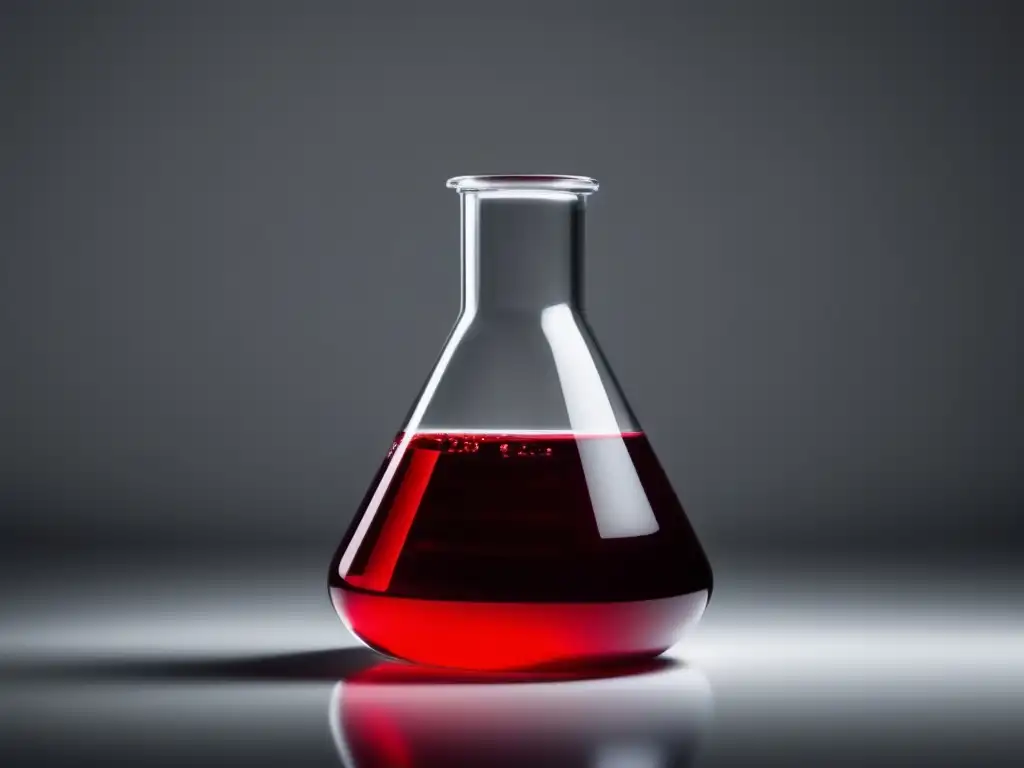 Flasco de laboratorio con líquido rojo - Fermentación controlada en enología