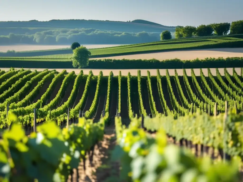 Legado Dagueneau: Viñedo sereno en el Valle del Loira, con vides ordenadas y belleza natural