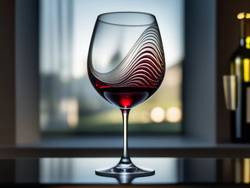 Manejo de sales minerales en vino: copa de vino rojo con textura y brillo