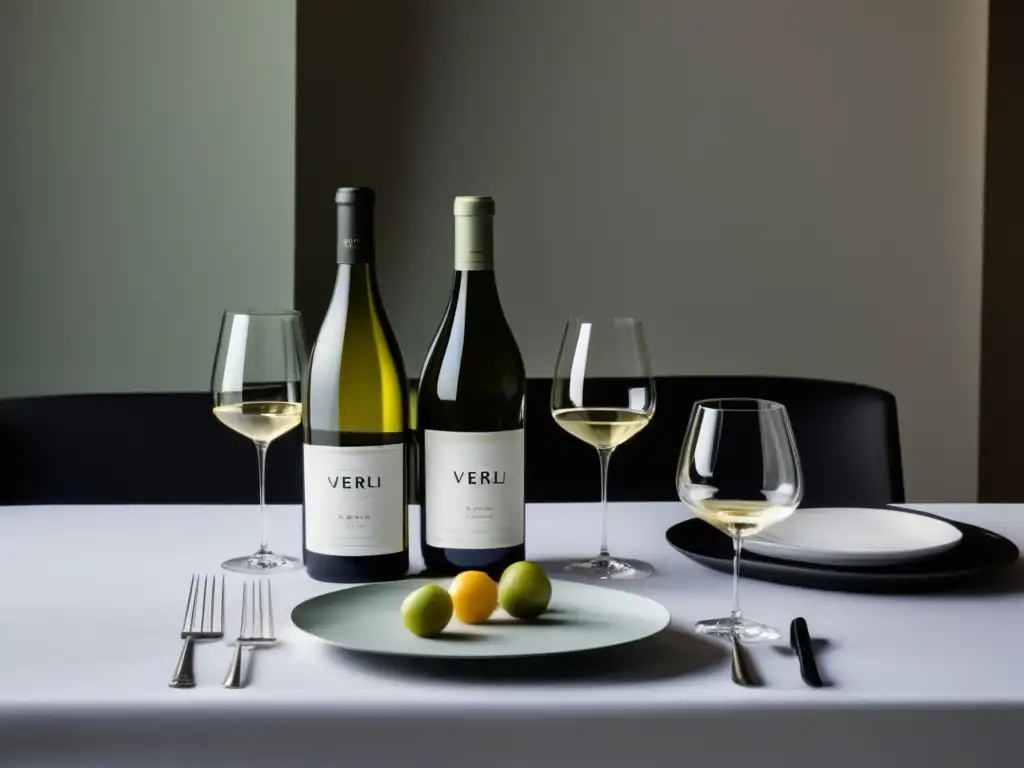 Mesa minimalista para maridaje de vinos Maridaje de vinos españoles: mejores parejas - Mesa minimalista para maridaje con vino, delicatessen y ambiente cálido