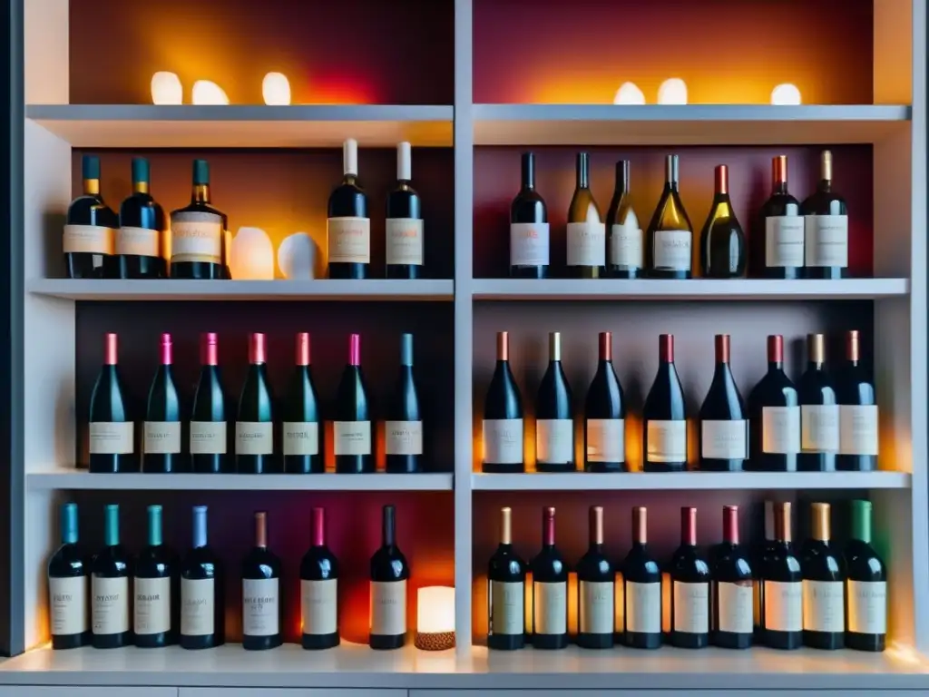 Maridaje de vinos y libros culturales en una estantería minimalista