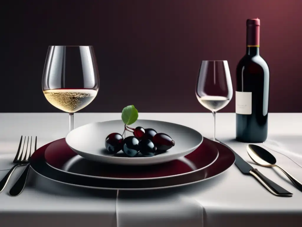 Mesa elegante con vino y carne Maridaje de vinos para principiantes: mesa elegante con vino tinto, carnes y quesos