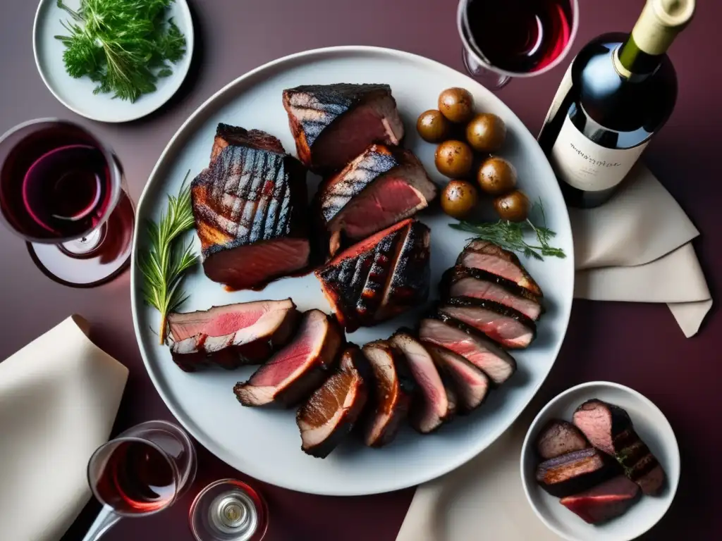 Maridaje vinos sudamericanos gastronomía: Platos de carnes a la parrilla y vino Malbec argentino