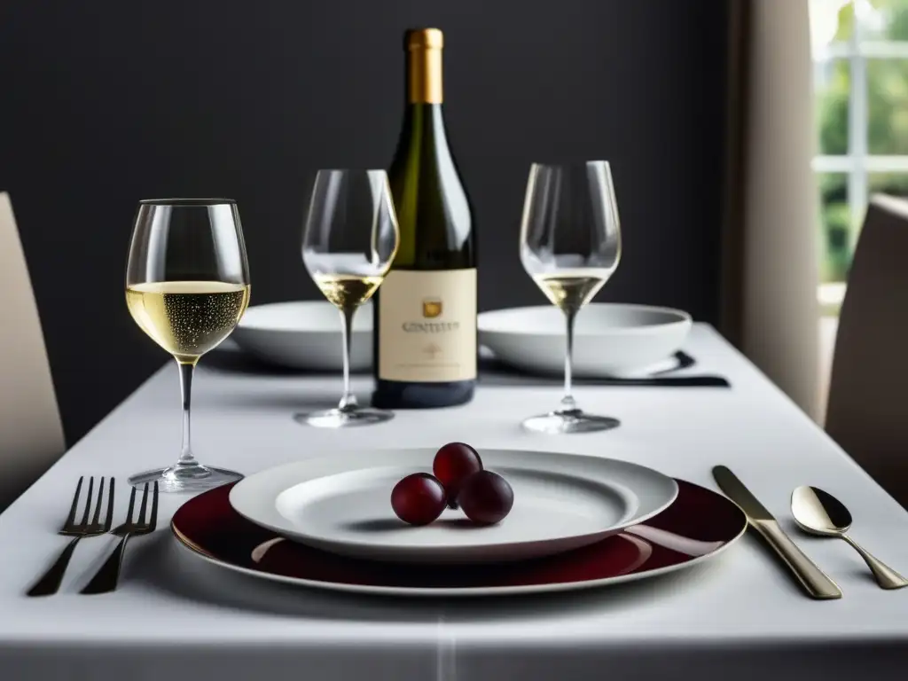 Maridajes innovadores vino gastronomía - Imagen de una mesa elegantemente decorada con mantel blanco y vajilla de cristal