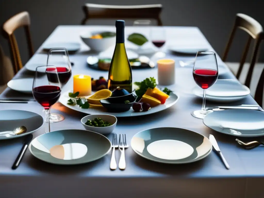 Maridajes vino cocina platos emblemáticos en mesa elegante con detalles cuidados