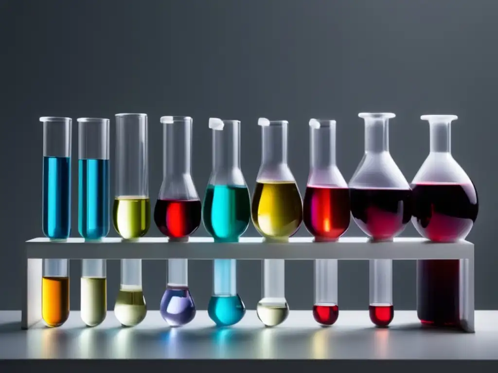 Maridajes vinos de laboratorio: Imagen minimalista de un laboratorio con elegantes encimeras blancas y cristalería científica