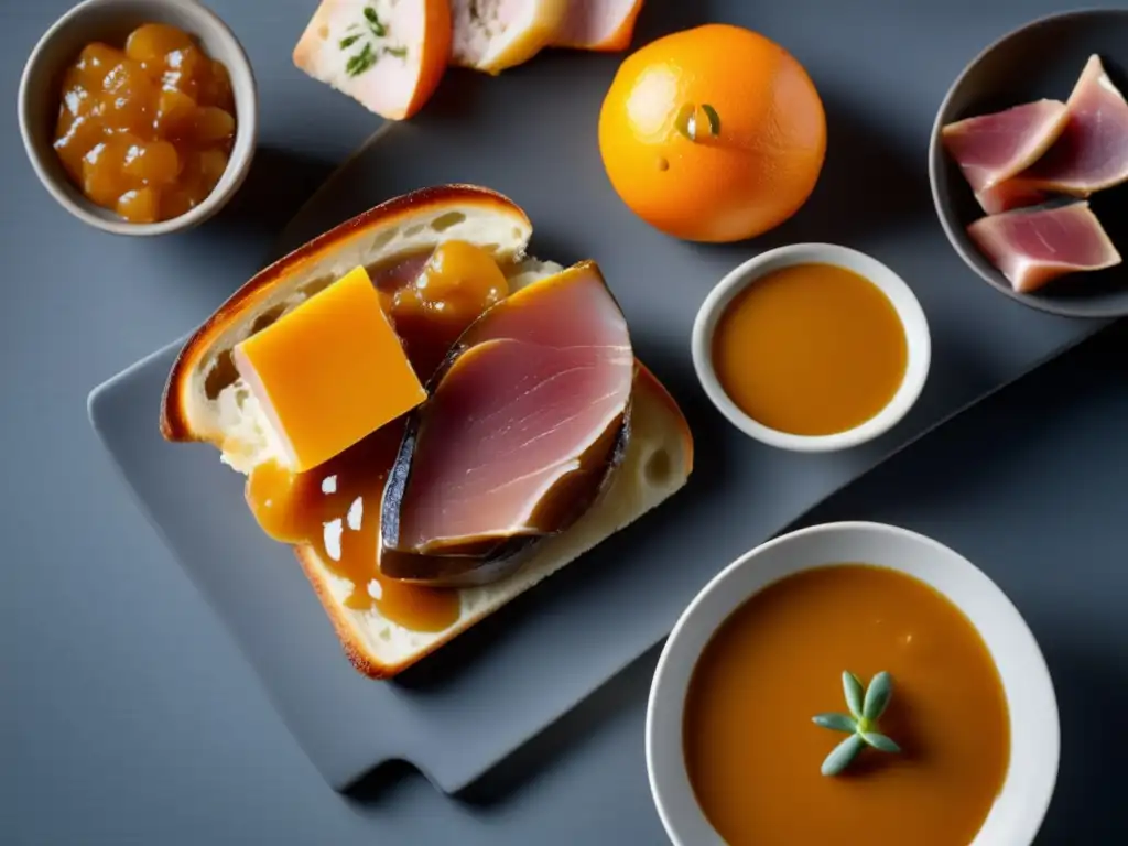 Maridajes vinos postre dulces: Exquisita selección de foie gras, pato a la naranja y jamón ibérico, con texturas y sabores únicos