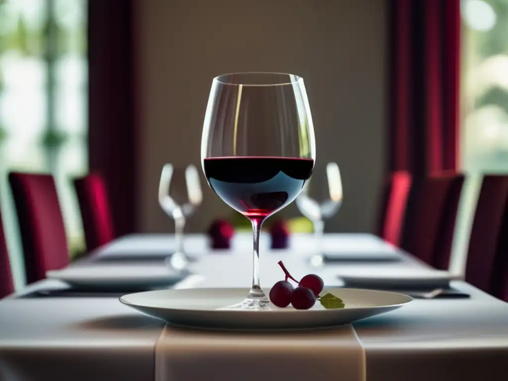Mesa de comedor con vajilla elegante y copa de vino tinto: Vinos para maridar cocina islandesa