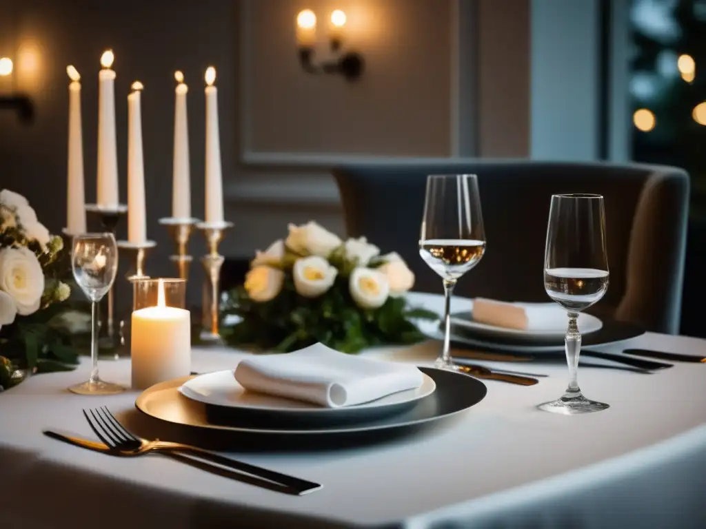 Elegante mesa de cena para una experiencia refinada Mesa elegante para talleres de maridaje de vinos