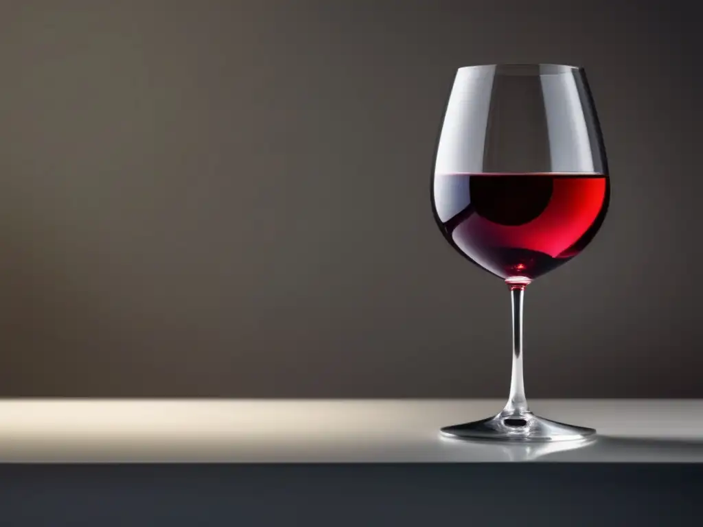 Copa de vino tinto en mesa minimalista