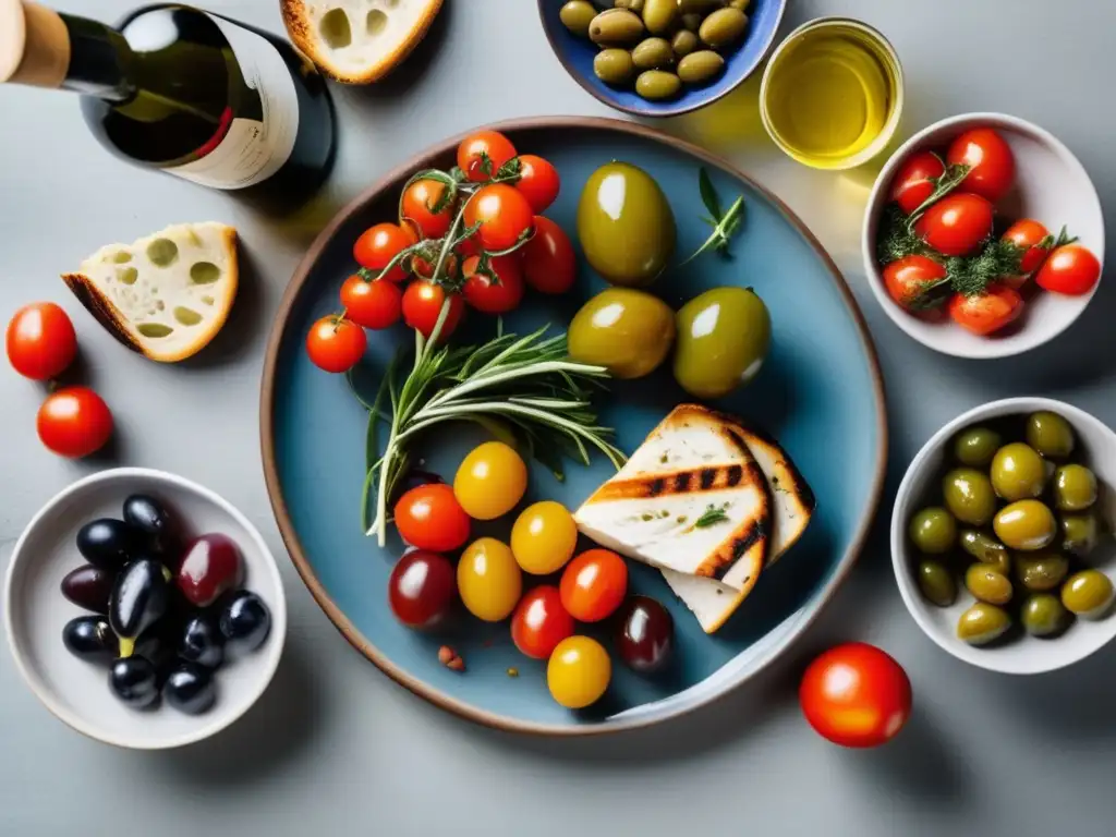 Mesa rústica con deliciosa Dieta Mediterránea y Vinos para Dieta Mediterránea