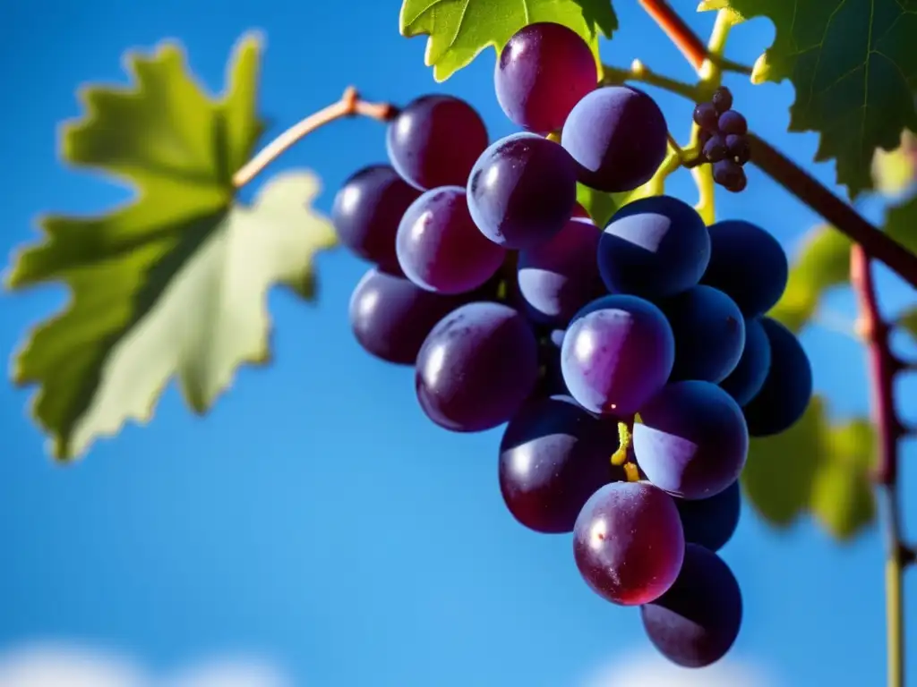 Método de secado de uvas al sol: uva madura y brillante bajo el sol azul