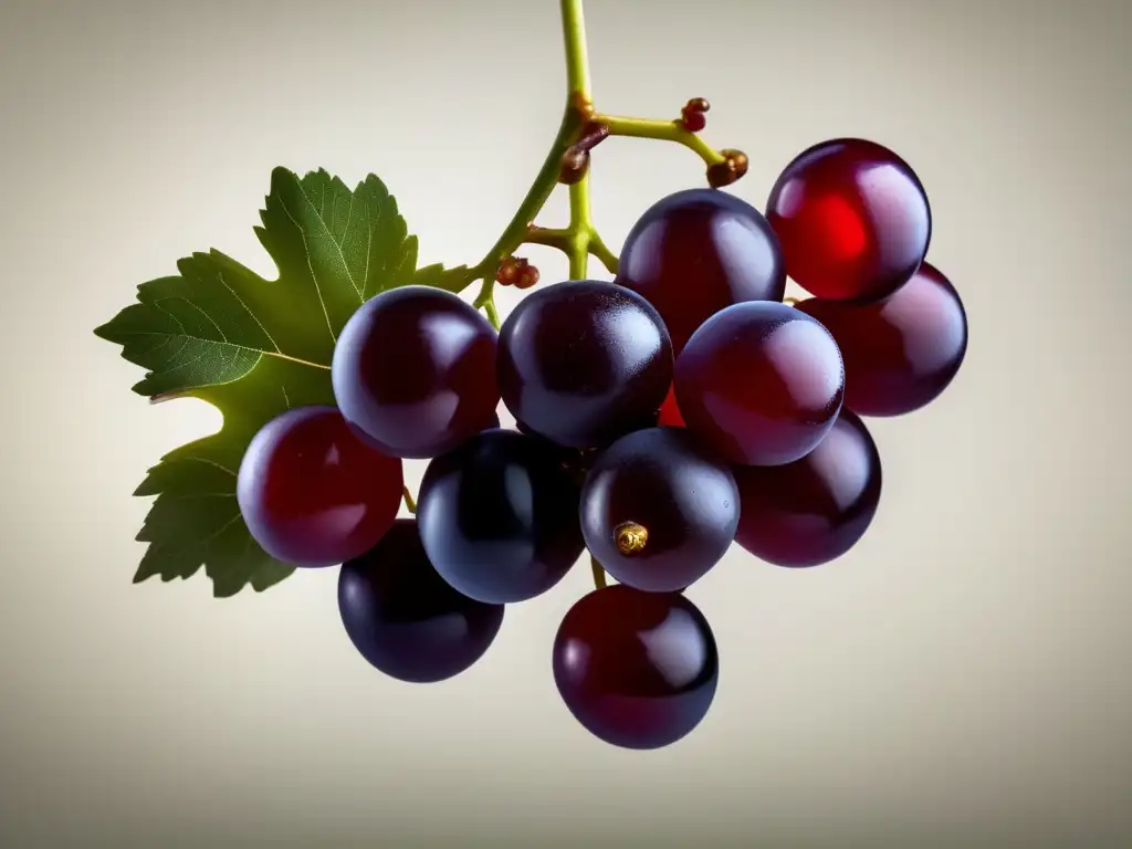 Grapes suspended in midair, showcasing vibrant color and smooth texture