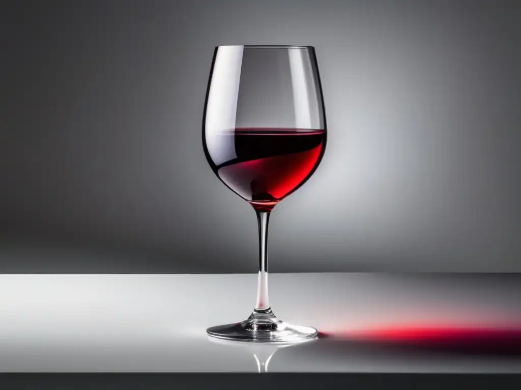 Minimalismo: Vino rojo en copa sobre superficie blanca - Cursos maridaje vinos internacionales