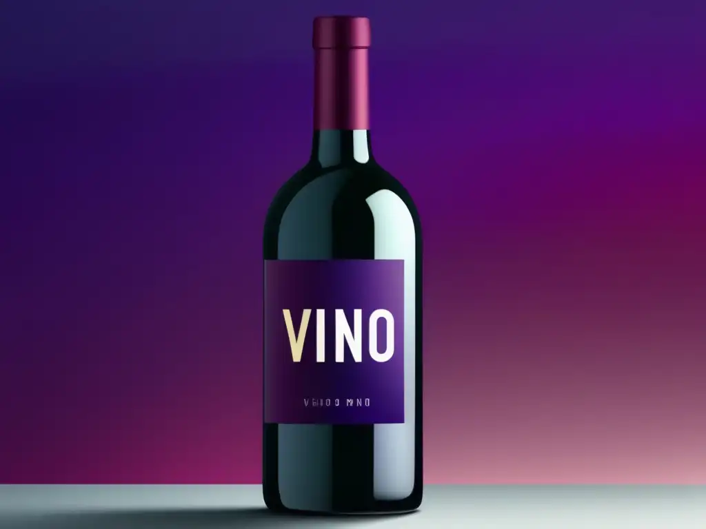 Ilustración minimalista de una botella de vino con etiqueta transparente