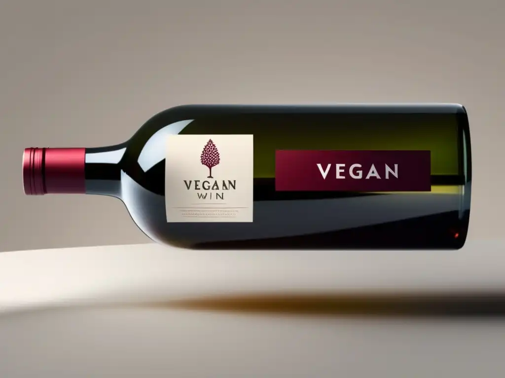 Ilustración minimalista de una botella de vino vegano: pureza, simplicidad y elegancia