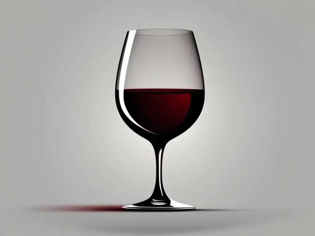 Ilustración minimalista de una copa de vino tinto con forma elegante y delgada, sobre fondo blanco