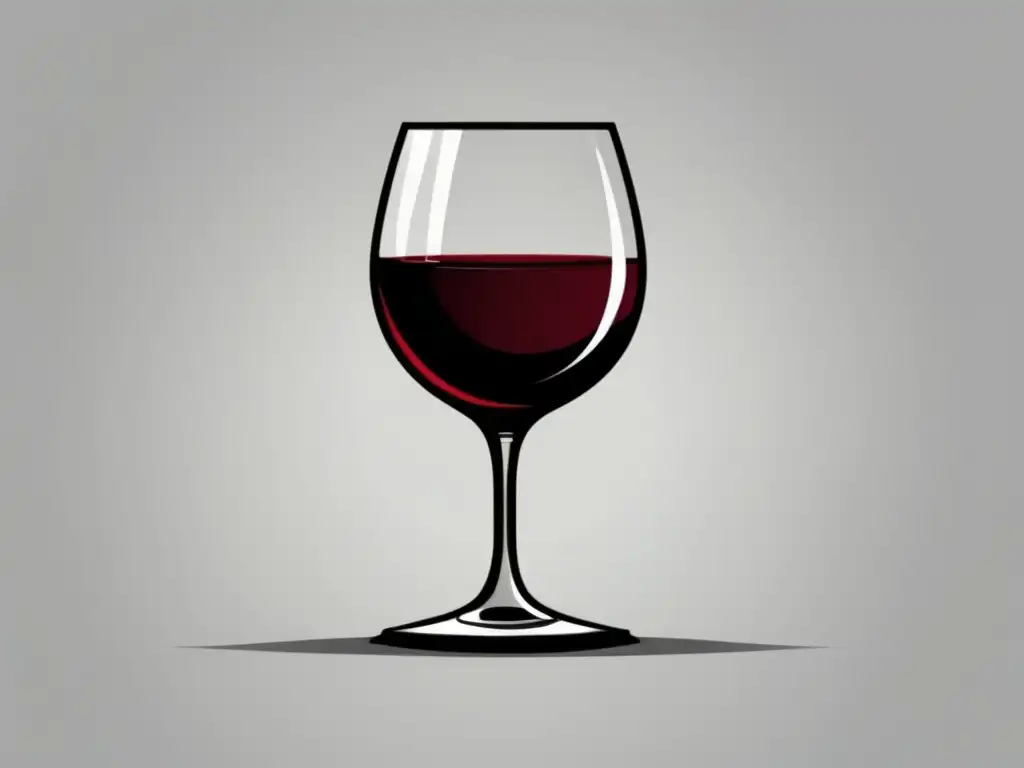 Ilustración minimalista de una copa de vino rojo, resaltando la psicología del consumidor de vino