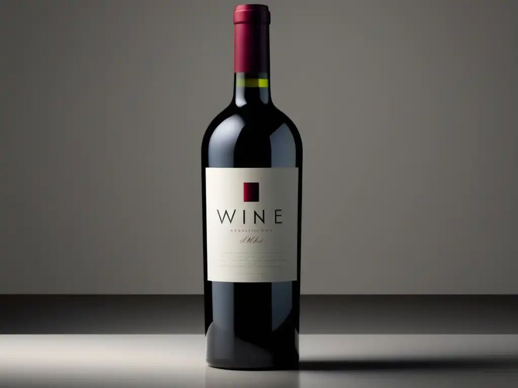 Promoción vino streaming: botella minimalista y elegante, vino rojo intenso, fusión tradición e innovación