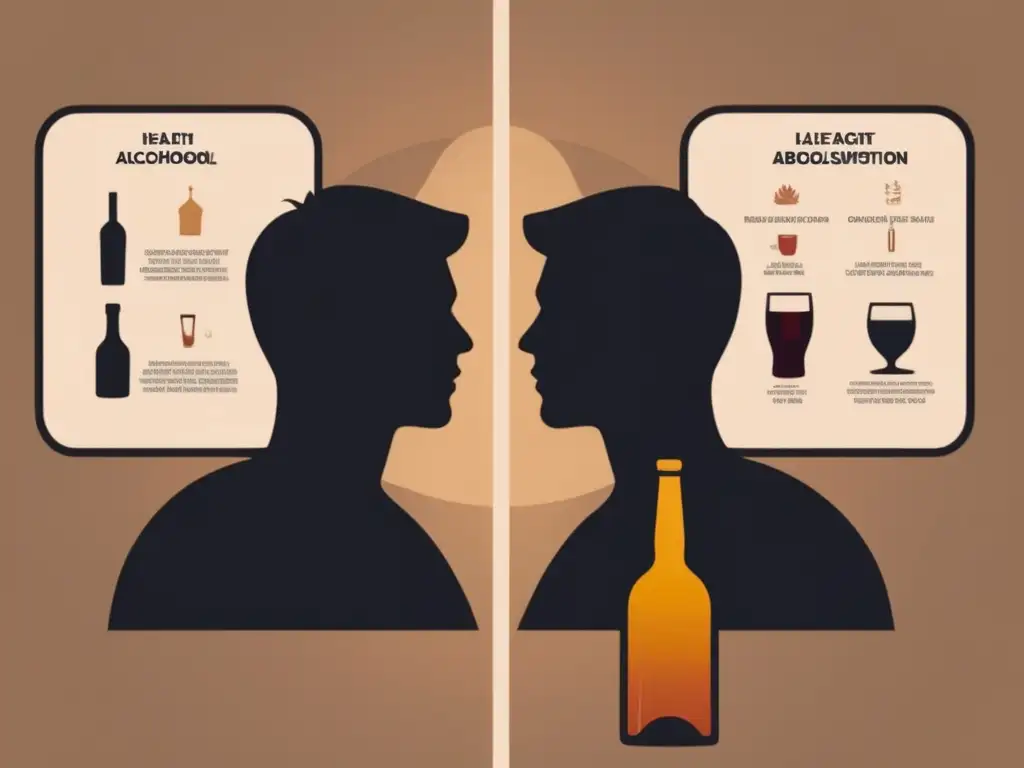 Ilustración minimalista de una persona representando los efectos negativos del alcohol y la búsqueda de alternativas saludables