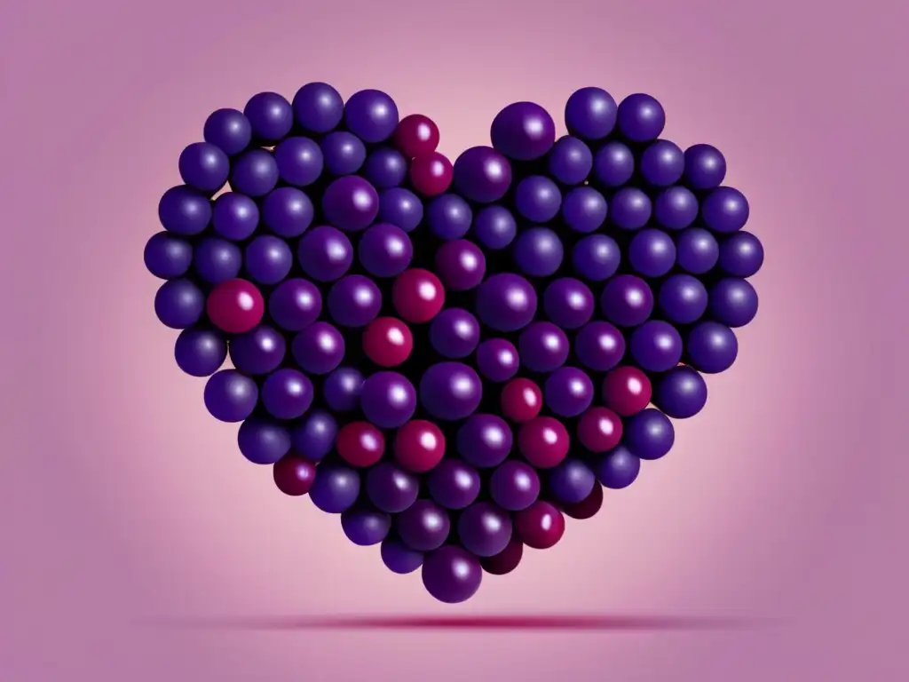 Ilustración minimalista de uvas de vino rojo formando un corazón, relacionado con beneficios del vino para inflamación crónica