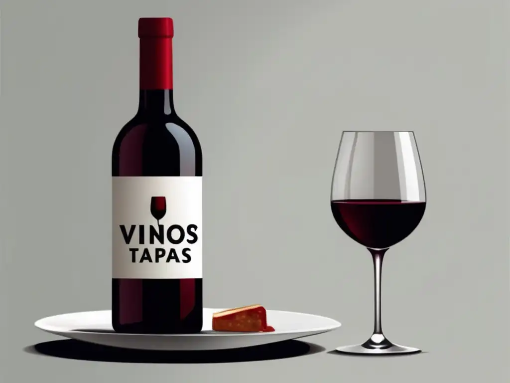 Ilustración minimalista de vino y tapas tradicionales: Curso de vinos y tapas tradicionales
