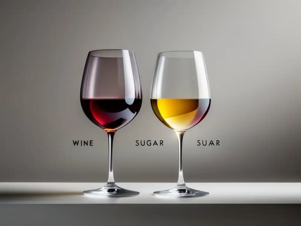 Mitos sobre vino y peso: copas de vino con distintos colores y niveles de azúcar en una superficie blanca