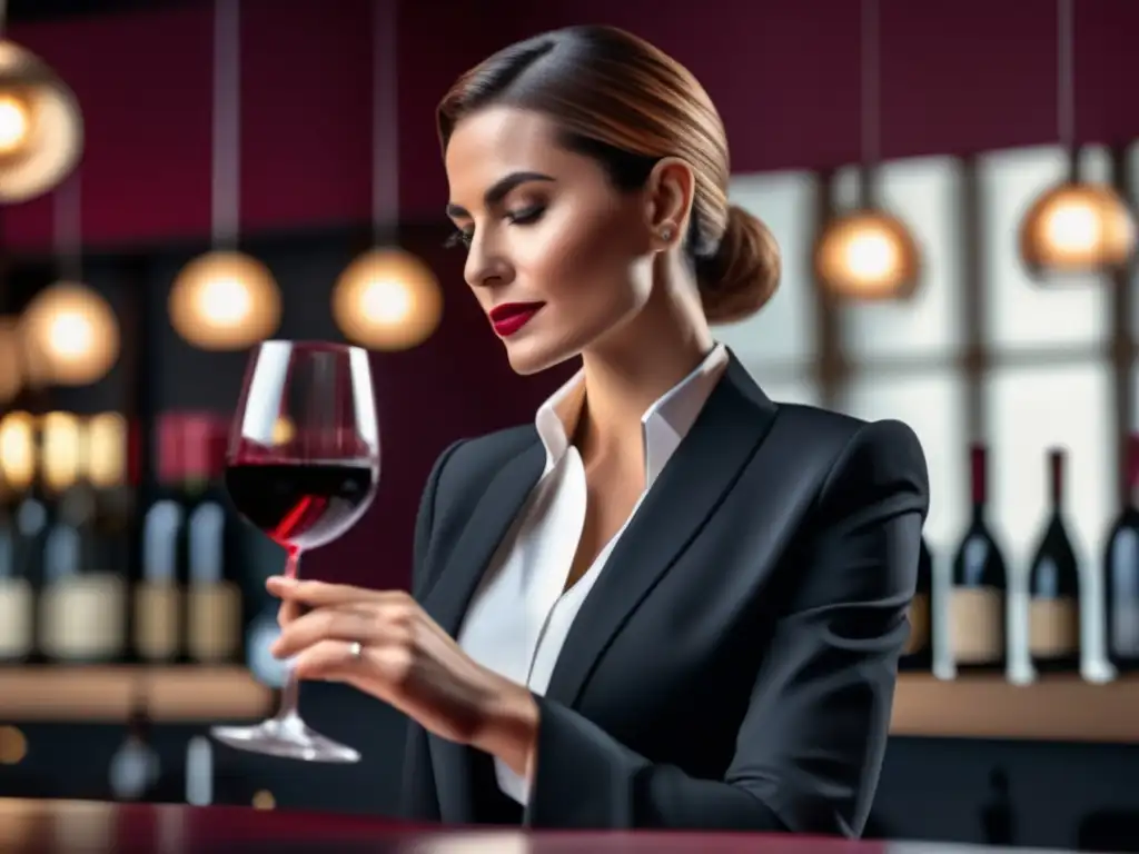 Sommelier mujer experta redefiniendo cata vinos