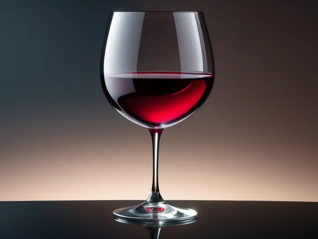 Mujeres líderes en vino orgánico: copa minimalista de vino rojo en superficie reflectante