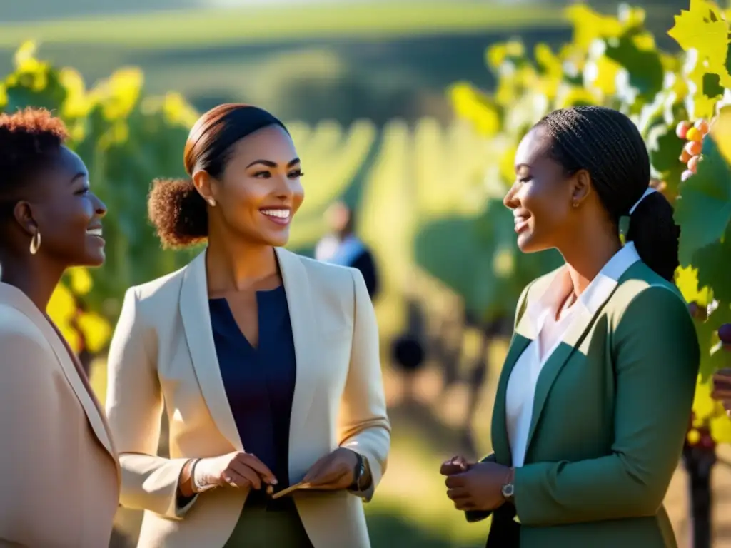 Mujeres pioneras en la viticultura educando y mentorando, compartiendo conocimientos y expertise en un entorno minimalista