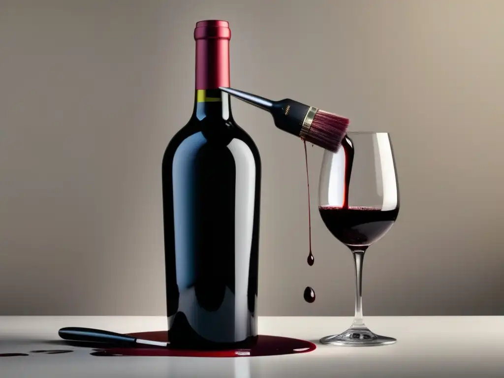 Obras maestras del vino: botella elegante con pintura vibrante