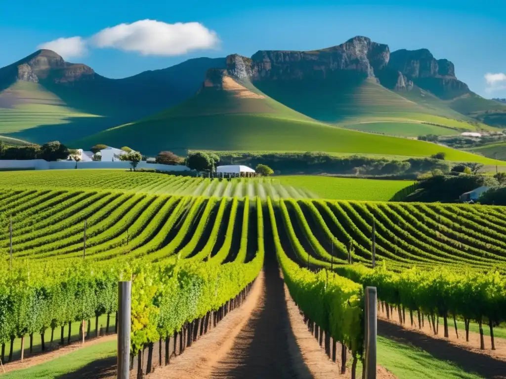 Oferta enoturística en Stellenbosch: viñedos, colinas verdes y cielo azul