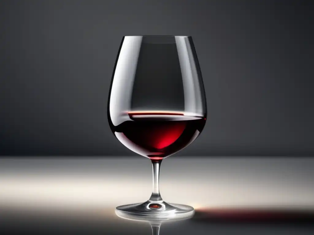 Opciones de vino antiCándida seguras: copa minimalista con vino rojo intenso en superficie blanca